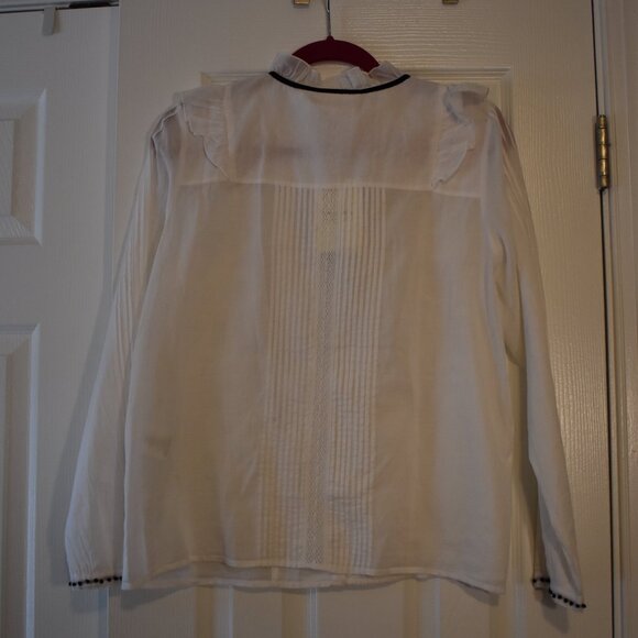 NWT Sezane Velvet Black Bow Button Down - Picture 2 of 8